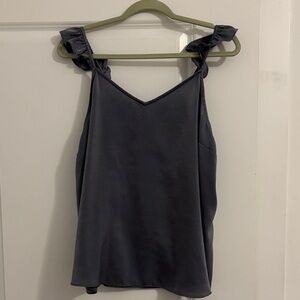 LC Lauren Conrad Charcoal Ruffle Strap Camisole